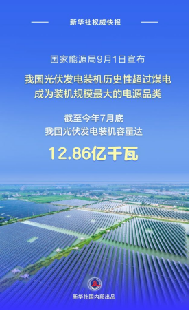 我国光伏发电装机历史性超过煤电